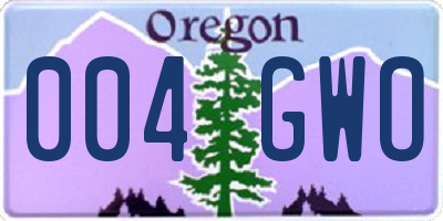 OR license plate 004GWO