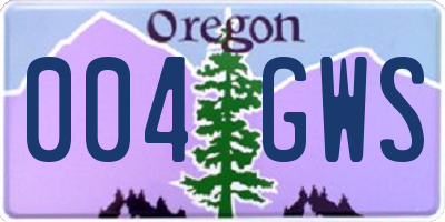 OR license plate 004GWS