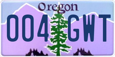 OR license plate 004GWT