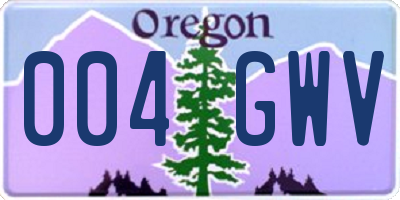 OR license plate 004GWV