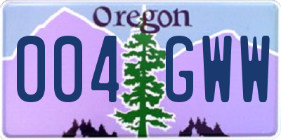 OR license plate 004GWW