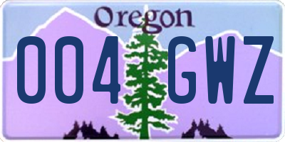 OR license plate 004GWZ