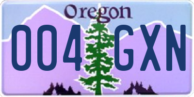 OR license plate 004GXN
