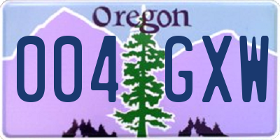 OR license plate 004GXW