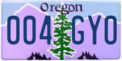 OR license plate 004GYO