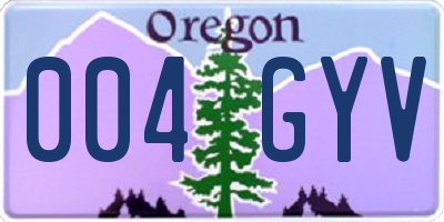 OR license plate 004GYV