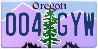OR license plate 004GYW
