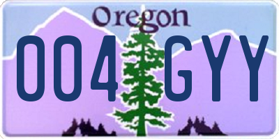 OR license plate 004GYY