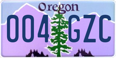 OR license plate 004GZC