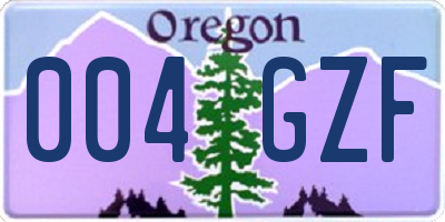 OR license plate 004GZF