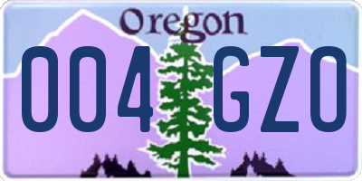 OR license plate 004GZO