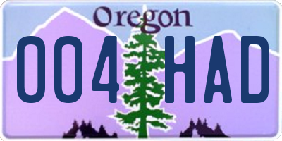 OR license plate 004HAD