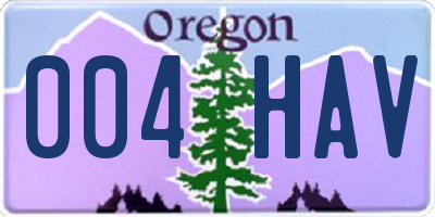 OR license plate 004HAV