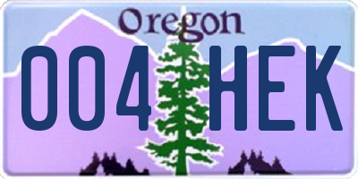 OR license plate 004HEK