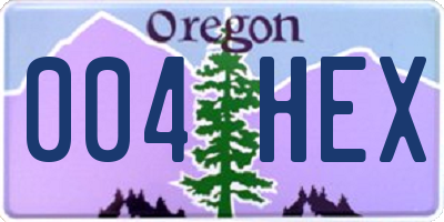 OR license plate 004HEX