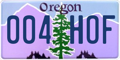 OR license plate 004HOF