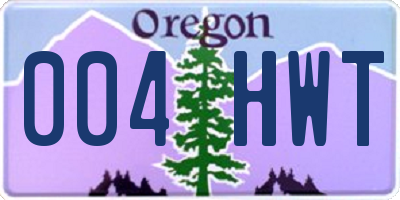 OR license plate 004HWT