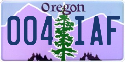 OR license plate 004IAF