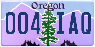 OR license plate 004IAQ
