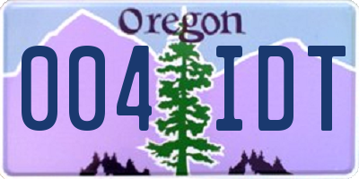 OR license plate 004IDT