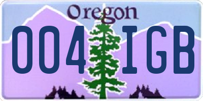 OR license plate 004IGB