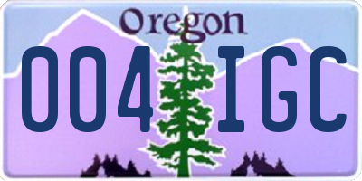 OR license plate 004IGC