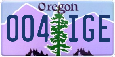 OR license plate 004IGE