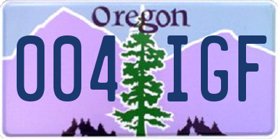 OR license plate 004IGF