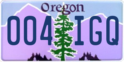 OR license plate 004IGQ