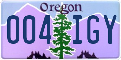 OR license plate 004IGY
