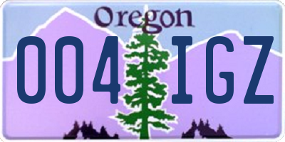 OR license plate 004IGZ