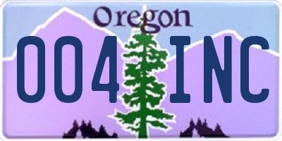 OR license plate 004INC