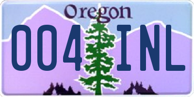 OR license plate 004INL