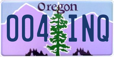 OR license plate 004INQ