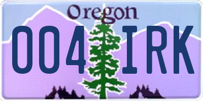 OR license plate 004IRK
