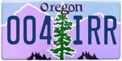 OR license plate 004IRR