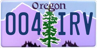 OR license plate 004IRV
