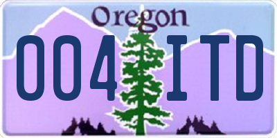 OR license plate 004ITD