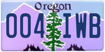 OR license plate 004IWB