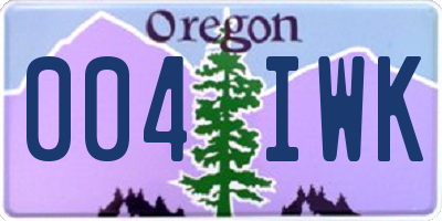 OR license plate 004IWK