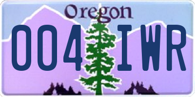 OR license plate 004IWR
