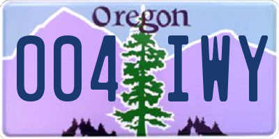OR license plate 004IWY
