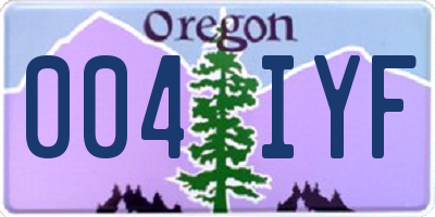 OR license plate 004IYF