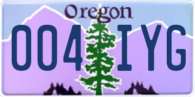 OR license plate 004IYG