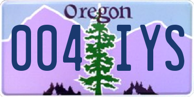 OR license plate 004IYS