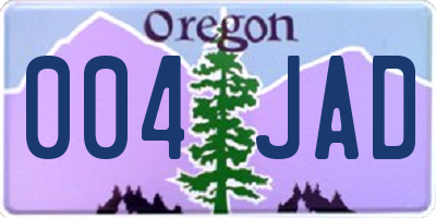 OR license plate 004JAD