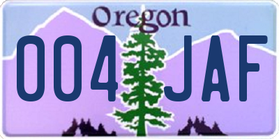 OR license plate 004JAF