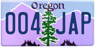 OR license plate 004JAP