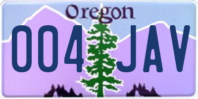 OR license plate 004JAV