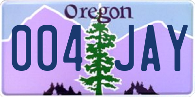 OR license plate 004JAY